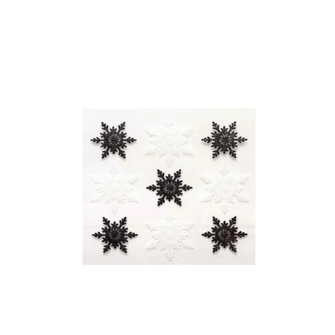 9 autocollants flocons noirs et blancs