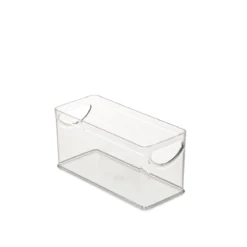 Bac rectangulaire en plastique transparent avec 2 poignées