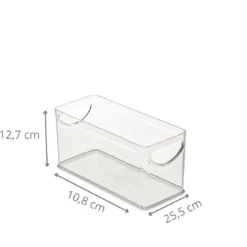Bac rectangulaire en plastique transparent avec 2 poignées