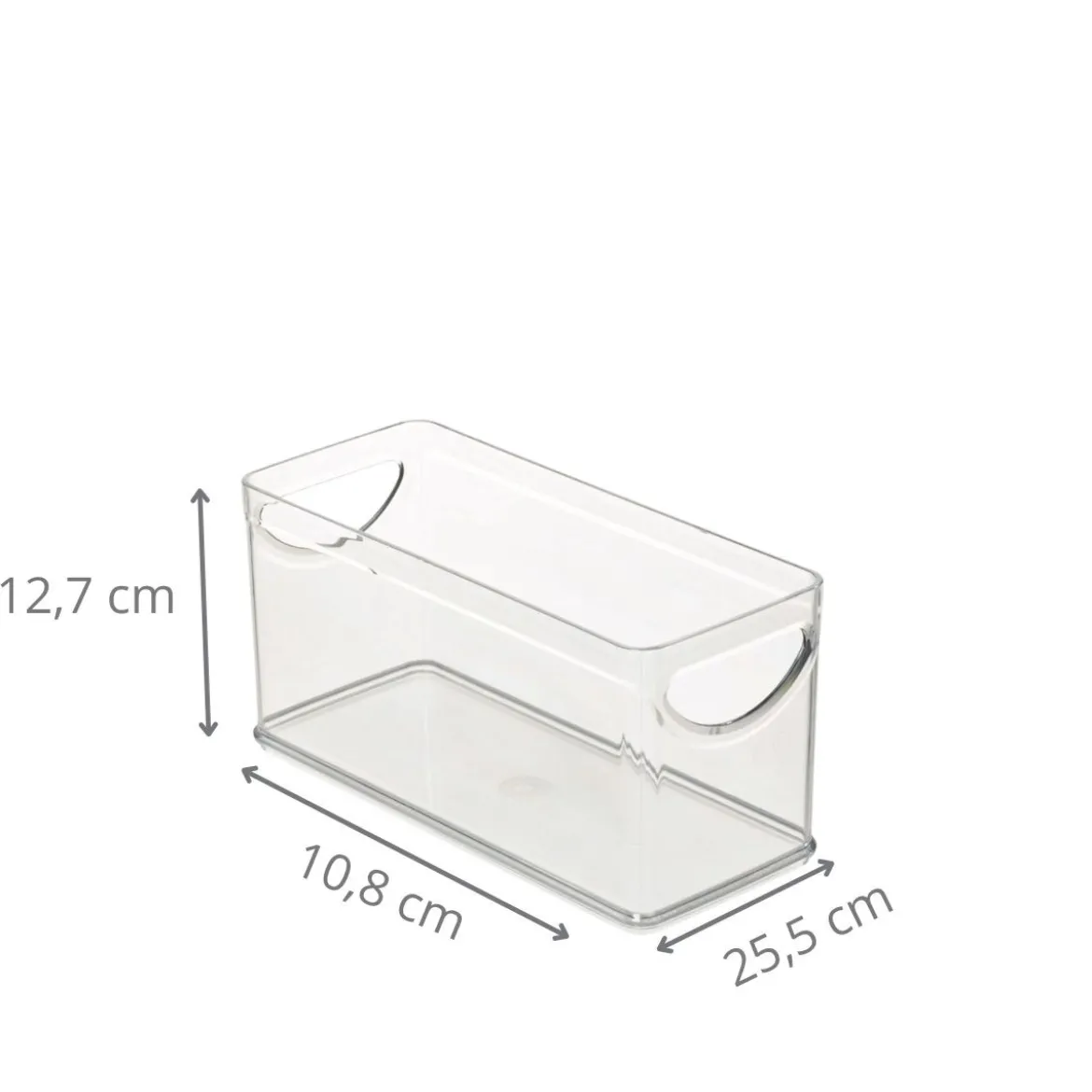 Bac rectangulaire en plastique transparent avec 2 poignées