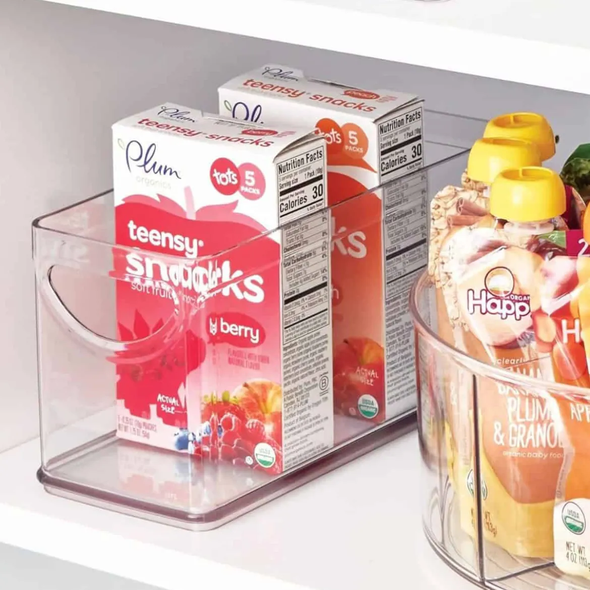 Bac rectangulaire en plastique transparent avec 2 poignées