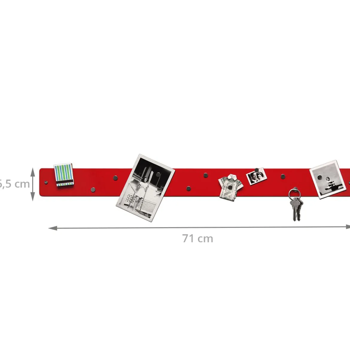 Barre magnétique murale rouge avec 12 aimants fins et puissants