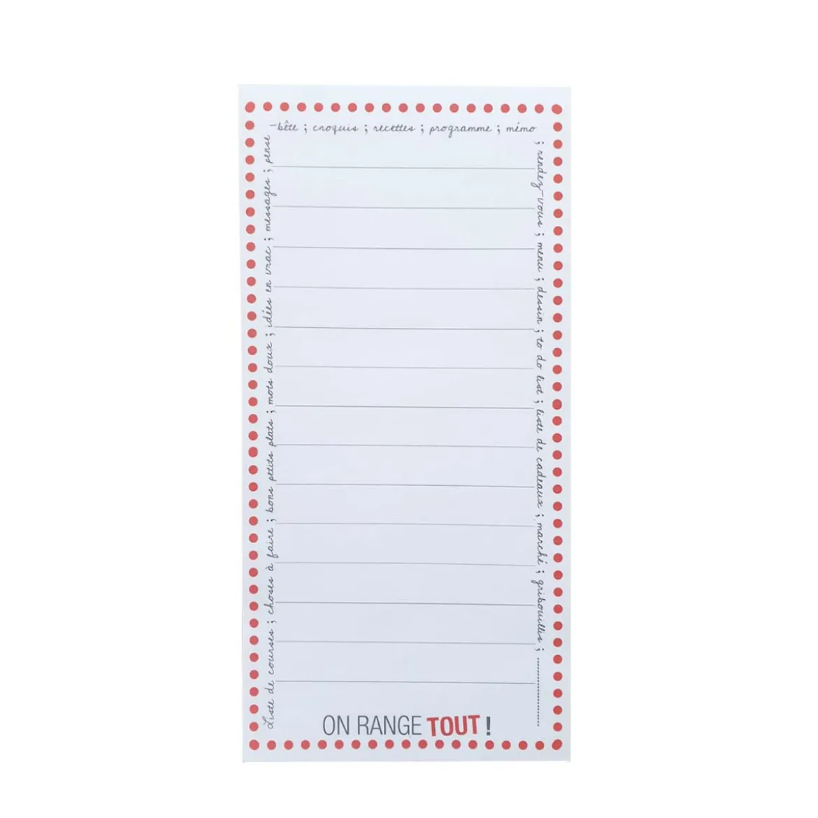 Bloc notes liste de course