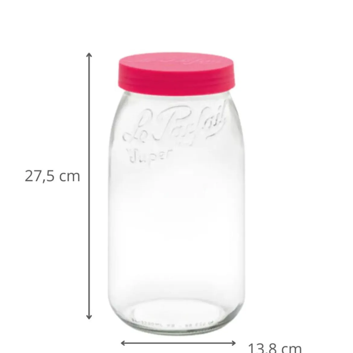 Bocal de conservation en verre 3L rouge