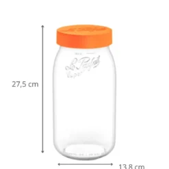 Bocal en verre avec couvercle 3L orange