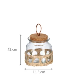 Bocal en verre avec paille tressée 610 ml