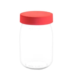 Bocal en verre 1 litre couvercle rouge