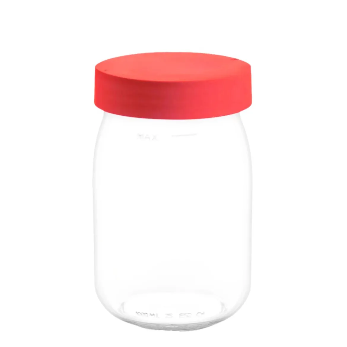 Bocal en verre 1 litre couvercle rouge