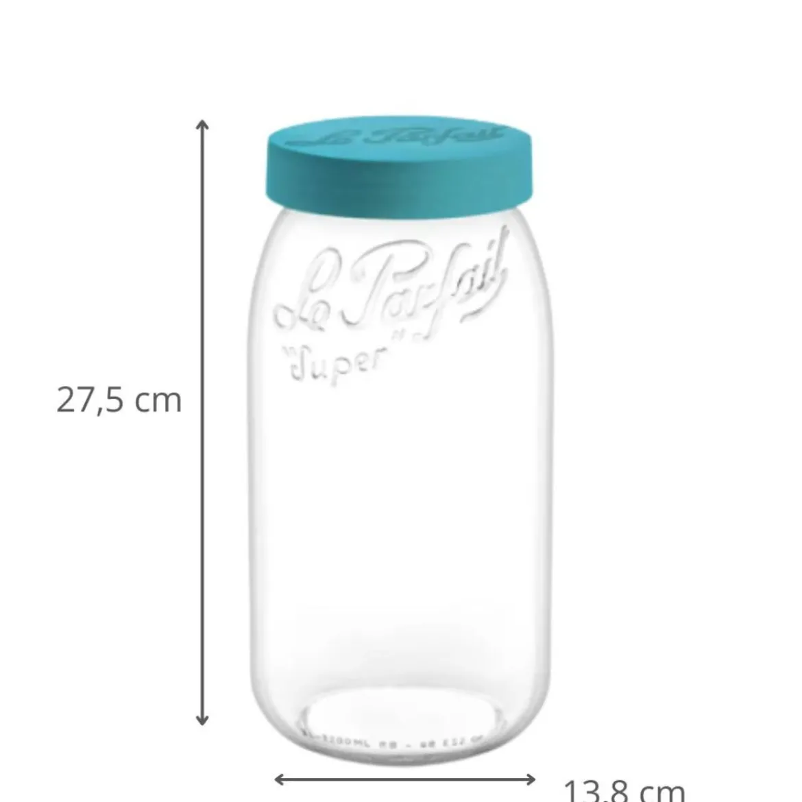 Bocal hermétique en verre 3L bleu
