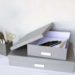 Boîte A4 en carton gris flanelle