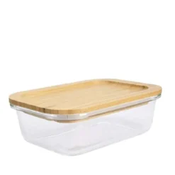 Boîte alimentaire en verre avec couvercle en bambou