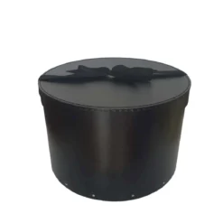 Boîte à chapeaux en carton noir avec ruban (M)
