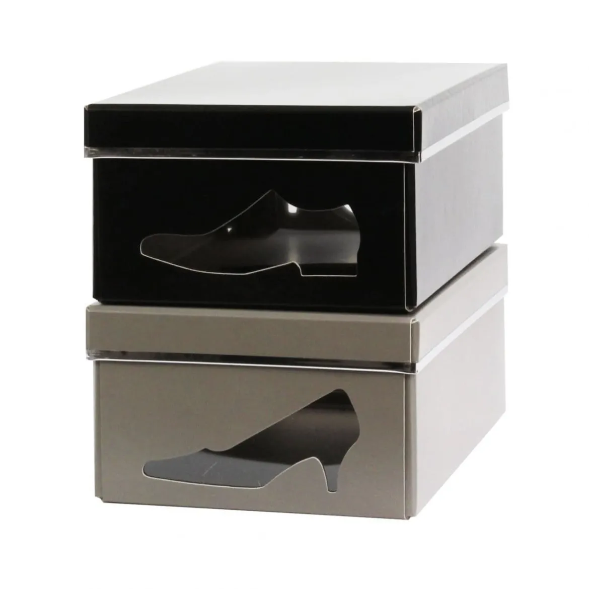 Boîte à chaussures en carton noir avec fenêtre