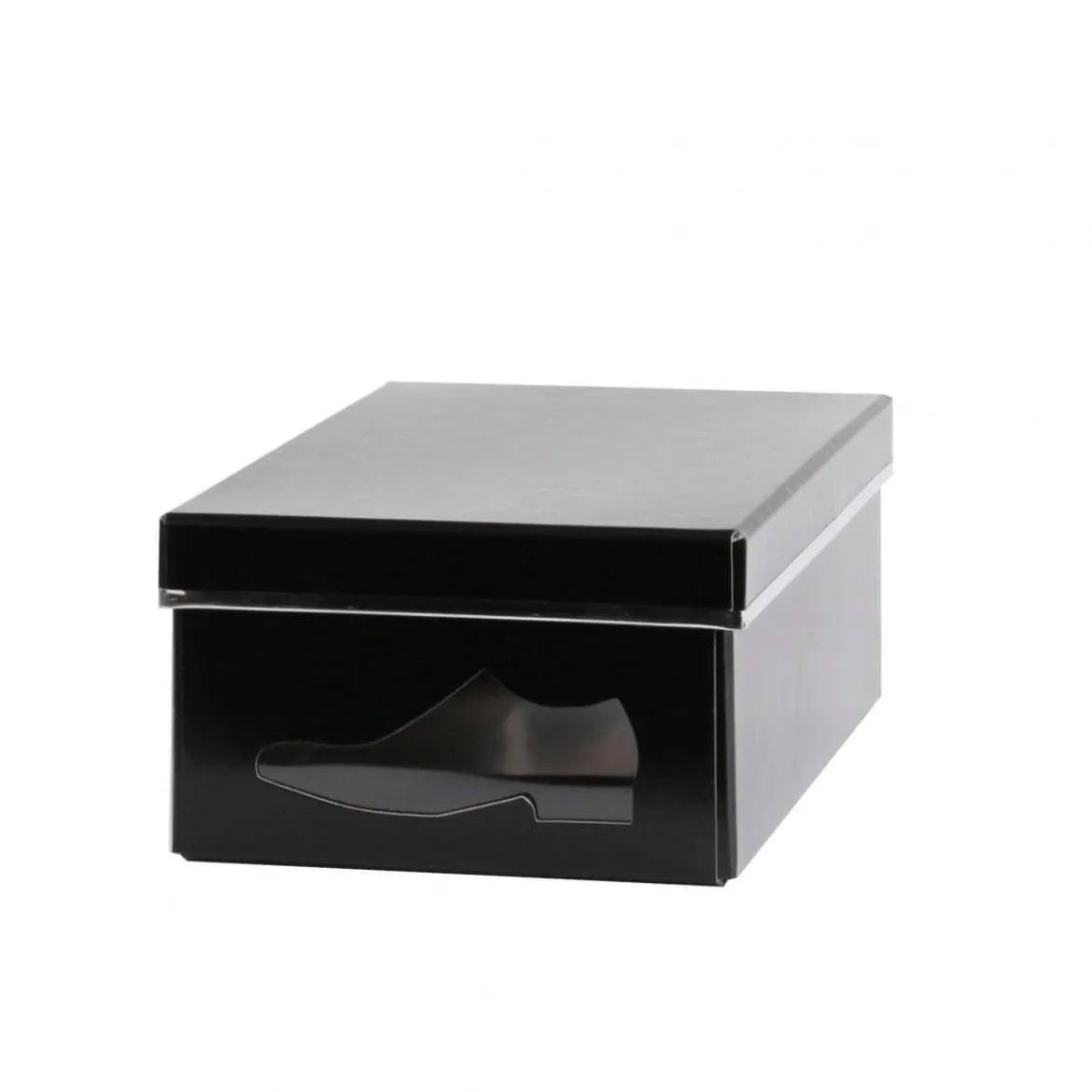 Boîte à chaussures en carton noir avec fenêtre