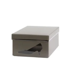 Boîte à chaussures en carton taupe avec fenêtre