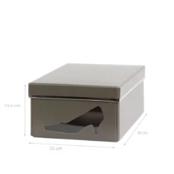 Boîte à chaussures en carton taupe avec fenêtre