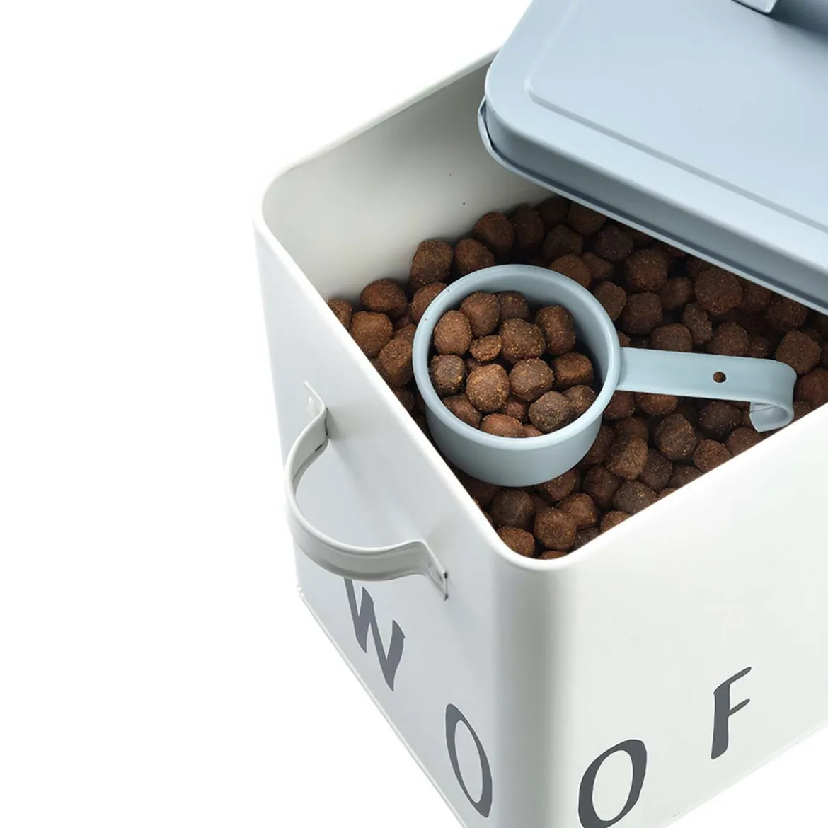 Boîte à croquettes pour chien en métal avec pelle