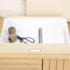 Boîte de rangement A3 beige avec étiquette