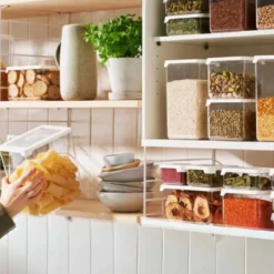 Boîte de rangement alimentaire empilable en plastique 1,65 litres