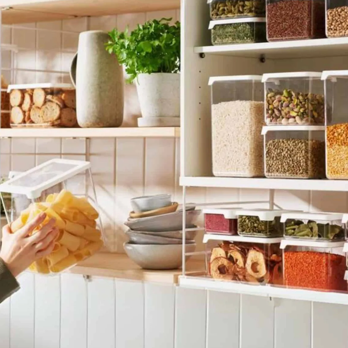 Boîte de rangement alimentaire empilable en plastique 1,65 litres