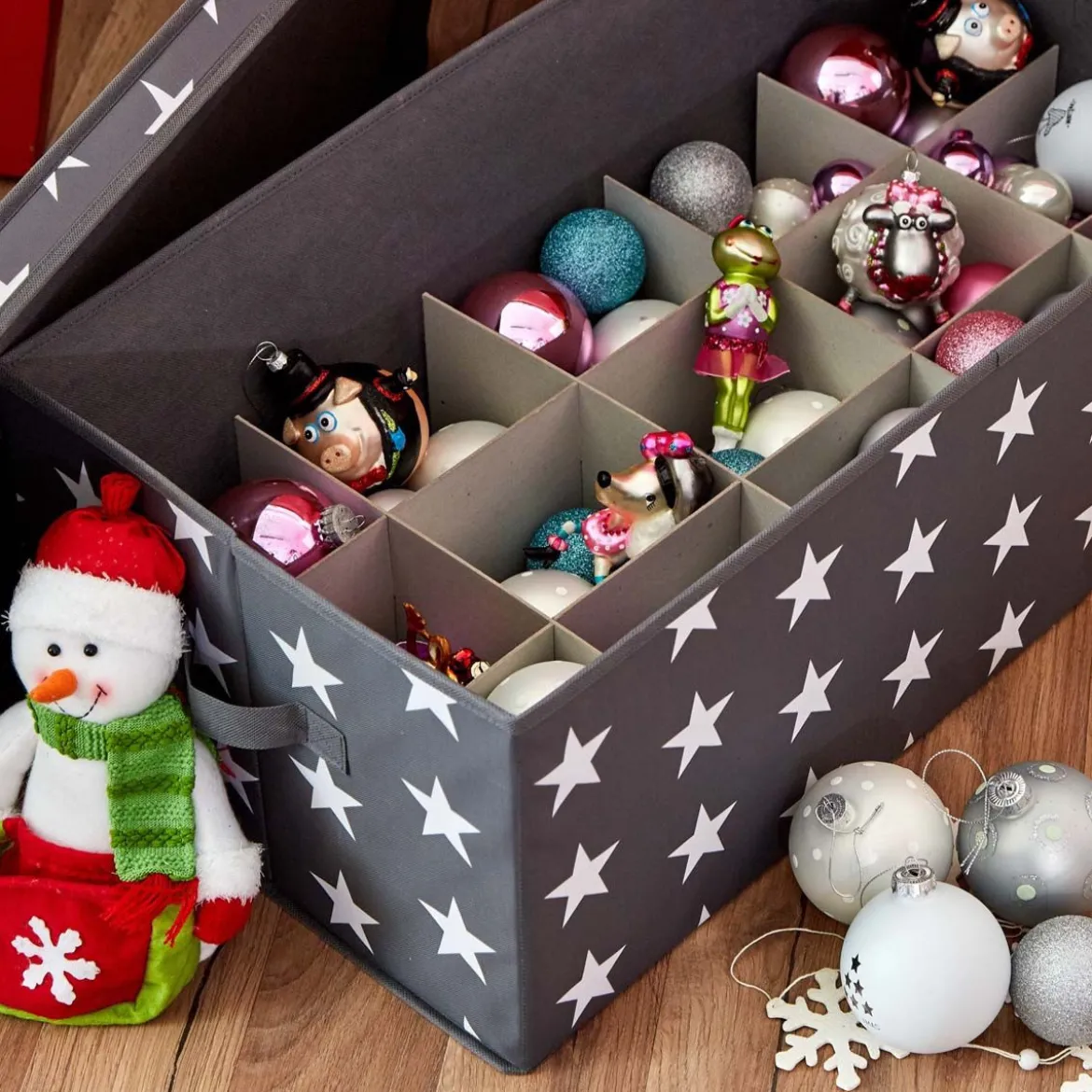 Boîte de rangement à compartiments pour boules de Noël