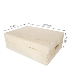 Boîte de rangement en pin FSC avec couvercle M