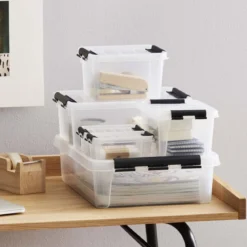 Boîte de rangement en plastique avec couvercle 14 litres