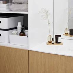 Boîte de rangement en plastique blanc pour cuisine ou salle de bain M