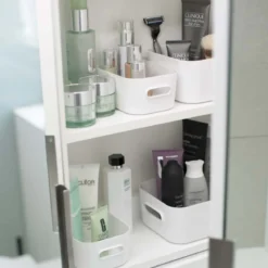 Boîte de rangement en plastique blanc pour cuisine ou salle de bain M