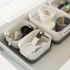 Boîte de rangement en plastique blanc pour cuisine ou salle de bain S