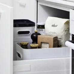 Boîte de rangement en plastique blanc pour cuisine ou salle de bain S