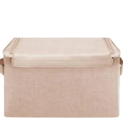 Boîte de rangement en tissu beige avec armature L