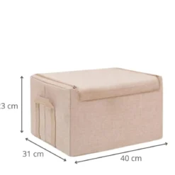 Boîte de rangement en tissu beige avec armature M