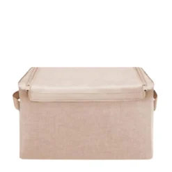 Boîte de rangement en tissu beige avec armature M