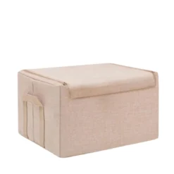 Boîte de rangement en tissu beige avec armature M