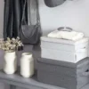 Boîte de rangement en tissu gris rigide et pliable L