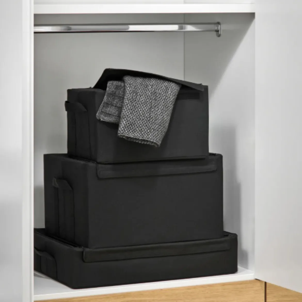 Boîte de rangement en tissu épais avec armature L