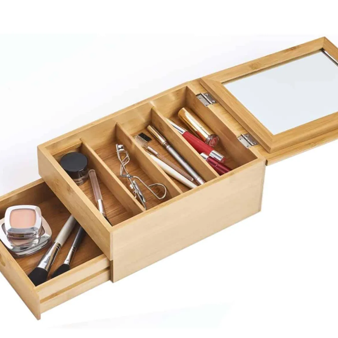 Boîte de rangement maquillage avec miroir