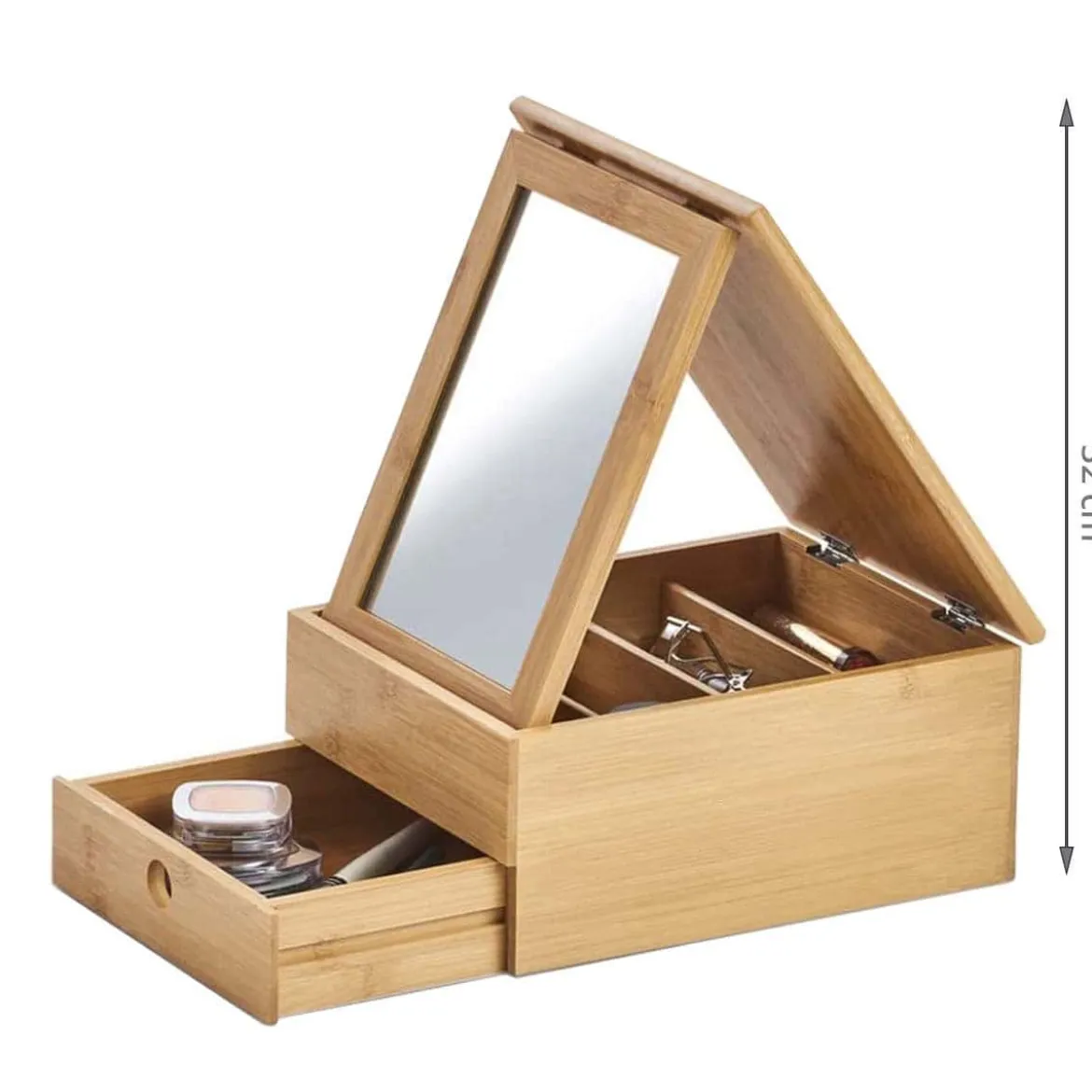 Boîte de rangement maquillage avec miroir