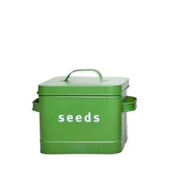 Boîte de rangement pour graines en métal vert kaki
