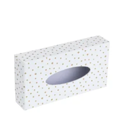 Boîte à mouchoirs blanche à pois dorés