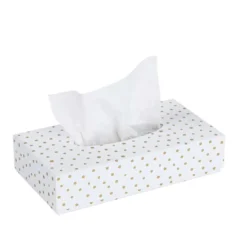 Boîte à mouchoirs blanche à pois dorés