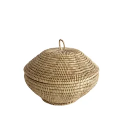 Boîte ronde en rotin tressé