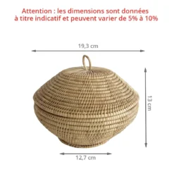 Boîte ronde en rotin tressé
