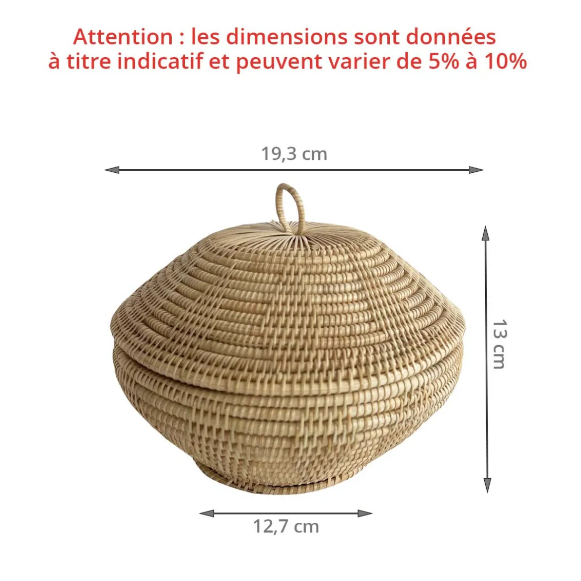Boîte ronde en rotin tressé