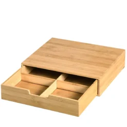 Boîte tiroir en bambou avec compartiments