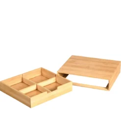 Boîte tiroir en bambou avec compartiments