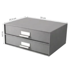 Boîte à 2 tiroirs en carton gris flanelle