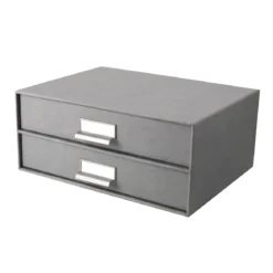 Boîte à 2 tiroirs en carton gris flanelle