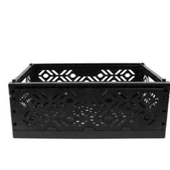 Cagette en plastique noir empilable et pliable
